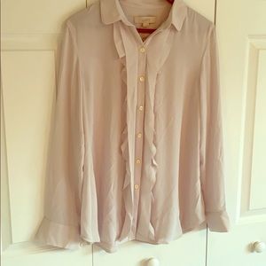 LOFT Ruffle Button down size small